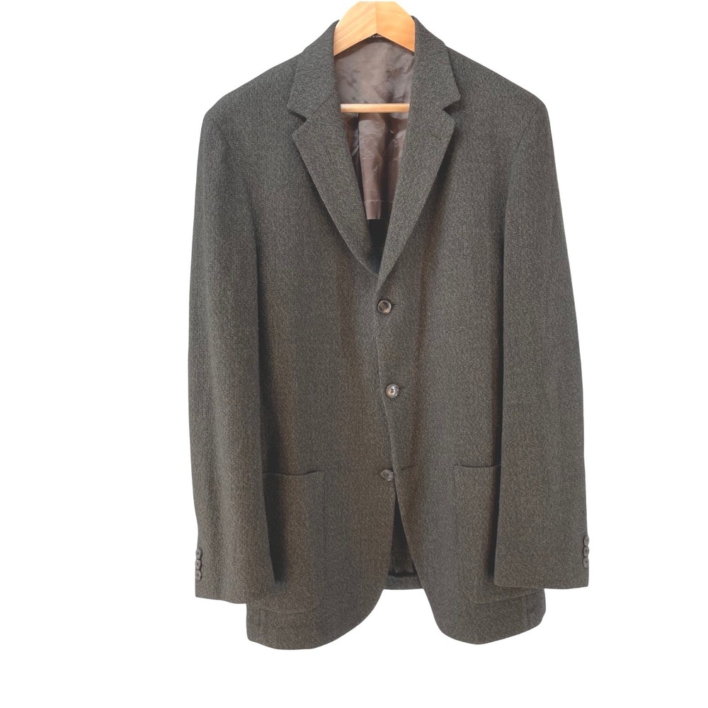 Hugo‎ Boss Mens 42L Blazer Charcoal Grey Virgin Wool Cashmere 3-Button Jacket